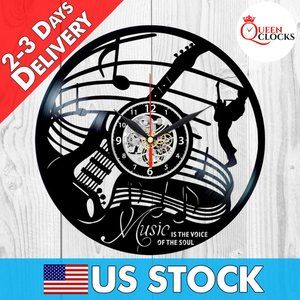 Rock Vinyl Clock Music Wall Decor Guitar Gifts